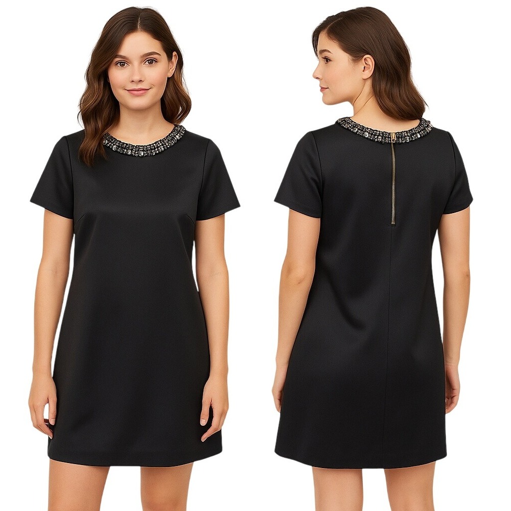 Coast Dress 10 Black Little Black Dress Beaded Sequin Neckline Lined Chic Modern